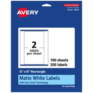 Avery Matte White Rectangle Labels, 5" x 6" - 1 of 4
