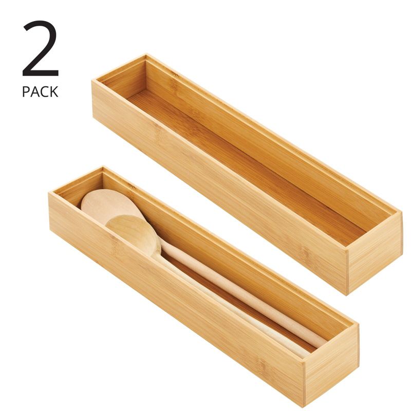 mDesign Stackable Wooden Bamboo Drawer Organizer Tray, 2 of 9