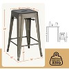 Yaheetech 24" Set of 4 Metal Counter Height Backless Stackable Bar Stools Indoor/Outdoor - 3 of 4