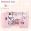 Costway Corner Play Kitchen Toddler Kitchen Playset with Range Hood, Ice Maker, Microwave White/Pink - 3 of 4