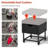 Famapy Adjustable Rolling Tool Stool Shop Stool Step Stool with Storage Drawer - Gray Cushion, Black Frame - 2 of 4