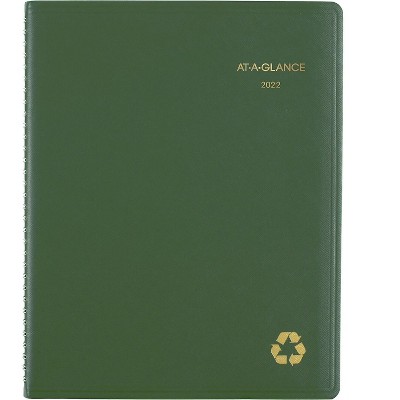 AT-A-GLANCE 2022 8.25" x 11" Weekly/Monthly Appointment Book Recycled Green 70-950G-60-22