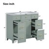 Grungis Bathroom Vanity with Ceramic Sink and Adjustable Shelves,Modern Freestanding Bathroom Vanity with Solid Wood Frame and 3 Drawers - 3 of 4