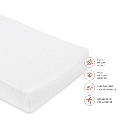 White Quilted Organic Cotton Muslin Changing Pad Cover