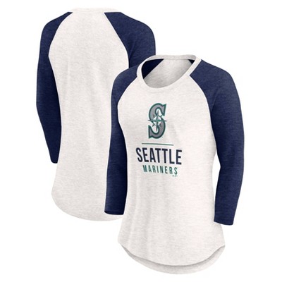 MLB Seattle Mariners Women's White 3/4 Sleeve Fashion T-Shirt