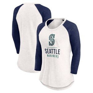 MLB Seattle Mariners Women's White 3/4 Sleeve Fashion T-Shirt - 1 of 3