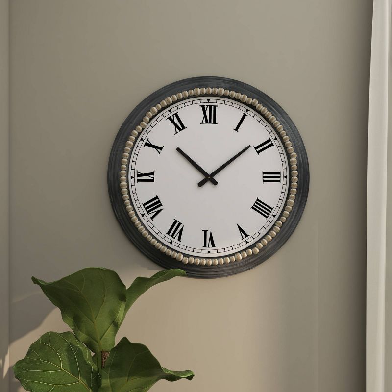 23&#34;x23&#34; Metal Wall Clock with Beaded Accents White - Olivia &#38; May, 5 of 17