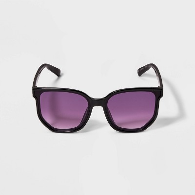 Girls' Plastic Square Geometric Sunglasses - art class™ Black: UV Protection, Recycled Material