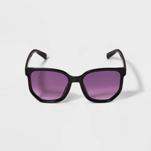 Girls' Plastic Square Geometric Sunglasses - art class™ Black: UV Protection, Recycled Material - 1 of 2