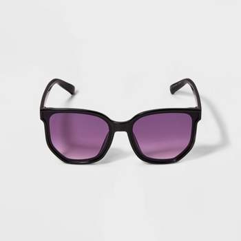 Girls' Plastic Square Geometric Sunglasses - art class™ Black