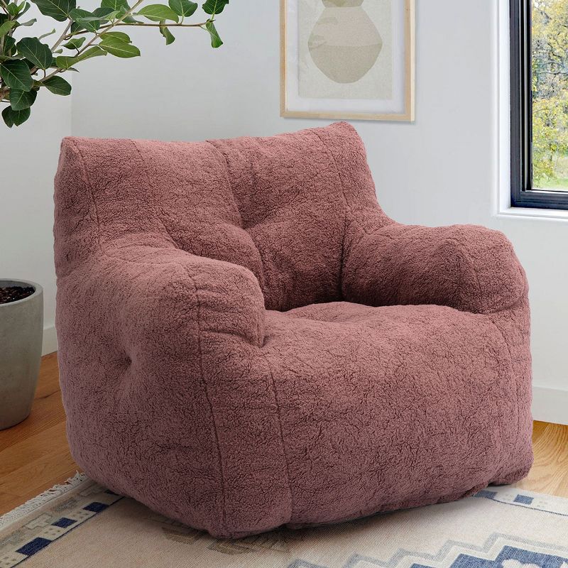 Panpan Bean Bag Chairs with Memory Foam,37" W Teddy Bean Bag Chair,Fluffy Lazy Sofa-The Pop Maison, 1 of 10