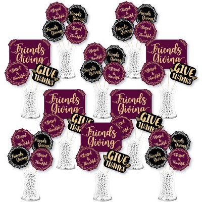 Big Dot of Happiness Elegant Thankful for Friends - Friendsgiving Thanksgiving Party Centerpiece Sticks - Showstopper Table Toppers - 35 Pieces