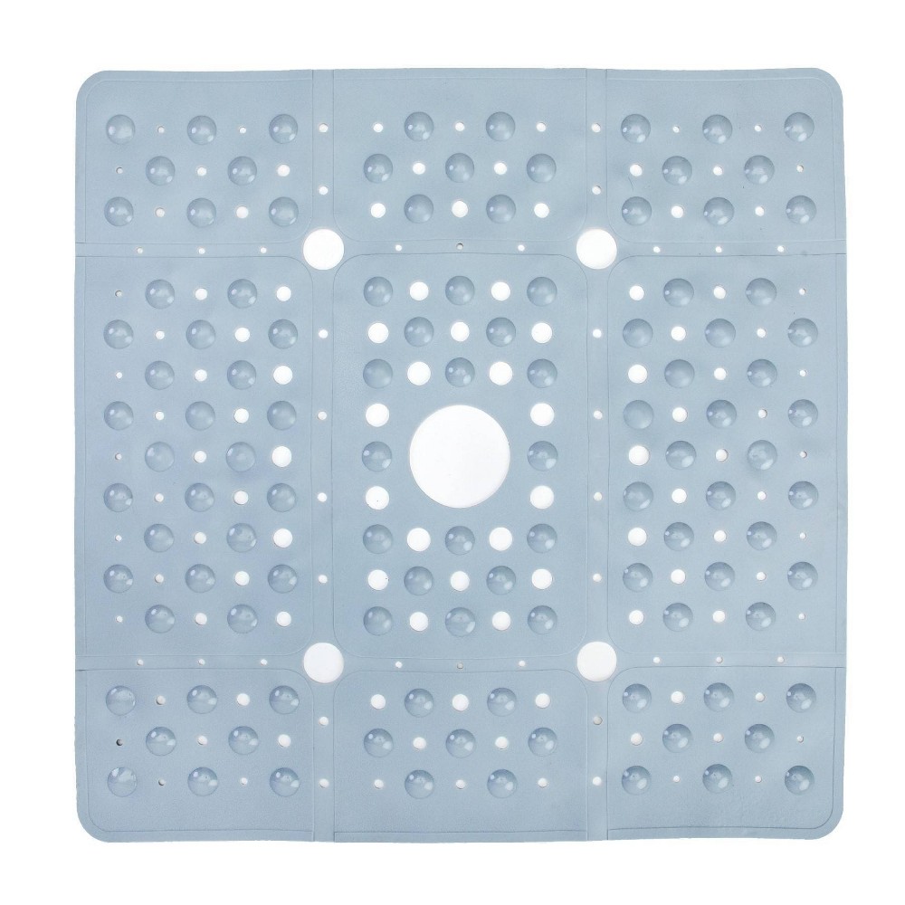 Photos - Bath Mat XL Non-Slip Square Shower Mat with Center Drain Hole Solid Gray - Slipx So