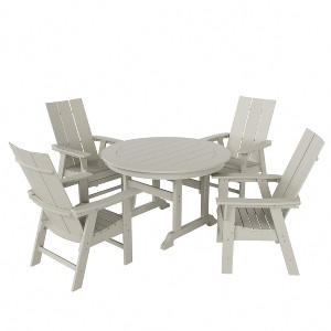 WestinTrends 5 Piece Outdoor Patio Dining Round Table and Modern Armchair Set - 1 of 2