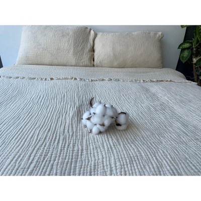 Sussex Home Muslin Blanket 4 Layers, Soft Bedspread, 100% Turkish Cotton Muslin Bed Cover, Reversible Coverlet, Ivory, 91x95, Queen Size — фото 2