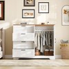 43.3" H Armoire Wardrobe Closet with 4 Drawers and 2 Doors, Hanging Rod Multifunctional Wooden Dresser Storage Closet Bathroom Cabinet, White & Brown - 3 of 4