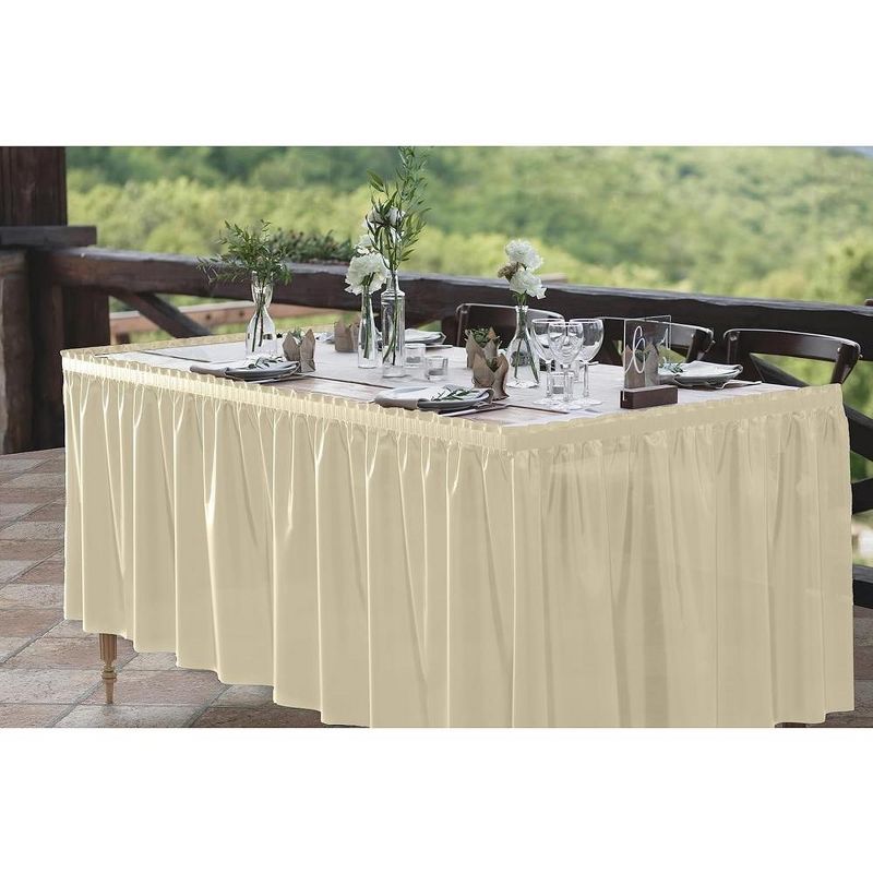 Crown Display 6 pack Disposable Plastic Tableskirts - 29" x 14 Ft ruffled Table Skirt with Adhesive Strip - 6 Count, 4 of 9