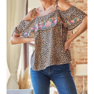 Women's Floral Embroidery Off The Shoulder Top - Savanna Jane - 1 of 2