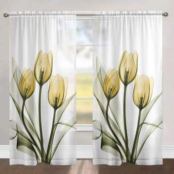 Laural Home Golden Tulips 84" Sheer Window Panel, 1pc