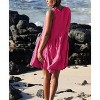 Women Flowy Pleated Dress X Seam Tank Dress V Neck A Line Dress Summer Casual Dress Lounge Outfits for Women Beach Mini Dress - 4 of 4