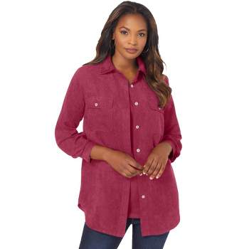 Roaman's Women's Plus Size Flannel Tunic - 40 W, Vivid Red Plaid : Target