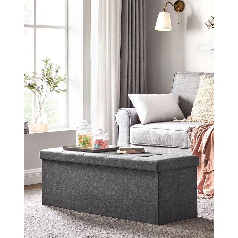 SONGMICS 43 Inches Folding Storage Ottoman Bench Bedroom Bench with Storage Holds up to 660 lb Dark Gray, 2 of 7
