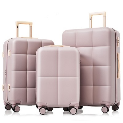 Whisen 3-Piece ABS Hardside Luggage Set with 360° Spinner Wheels, Textured Finish, Side Hooks, Built-in Cup Holder