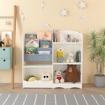 Grungis 3 Tier Decorative Bookshelf for Kids,Storage Shelves for Living Room,White