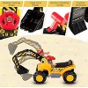 Costzon Ride-on Excavator, Construction Digger Cart with Helmet, 3 Stones, Sound, Adjustable Bucket, Storage, Outdoor Pretend Toy for Toddlers (Gift) - 2 of 4
