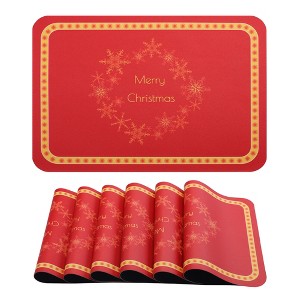 REGALWOVEN Placemats Set of 6 Leather Placemats, Washable Kitchen Table Mat, Seasonal Holiday Christmas Place Mats for Party - 1 of 4