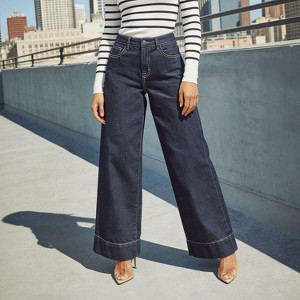 Women's High Waisted Wide Leg Jeans Long Denim Pants Loose Fit Casual  Trousers with Side Pockets Dark Blue S : Target
