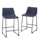 Set of 2 Laslo Modern Upholstered Faux Leather Counter Height Barstools - Saracina Home