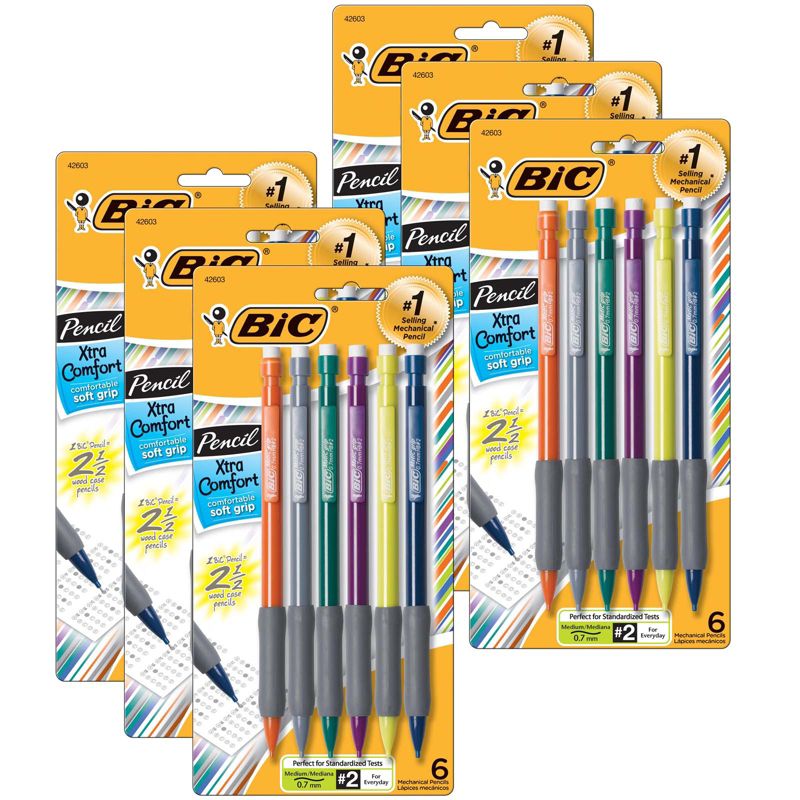 BIC® Matic Grip® Mechanical Pencils, 0.7mm, 5 Per Pack, 6 Packs, 1 of 3