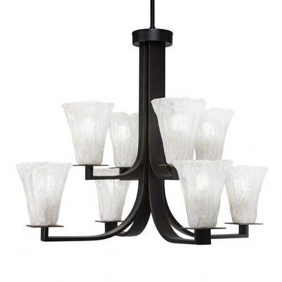 Toltec Lighting Apollo 8 - Light Chandelier in  Dark Granite with 5.5" Fluted Italian Ice Shade