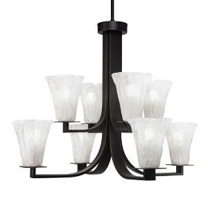 Toltec Lighting Apollo 8 - Light Chandelier in  Dark Granite with 5.5" Fluted Italian Ice Shade - 1 of 1