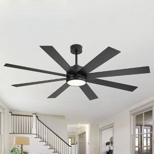 Airsurfer 65-in Black Ceiling Fan with 8 Black ABS Blades, DC Motor, 6-Speed, Remote Control, Quiet Operation, Downrod Mount - 1 of 4