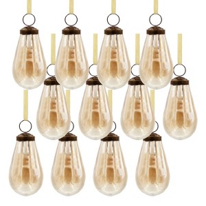 Dexmalle Set of 12 Luster Tear Drop Christmas Tree Ornaments - 1 of 4