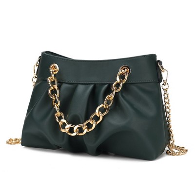 MKF Collection Marvila Minimalist Vegan Leather Chain Ruched Shoulder Bag by Mia K