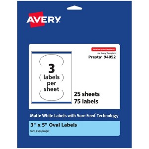 Avery Matte White Oval Labels, 3" x 5" - 1 of 4