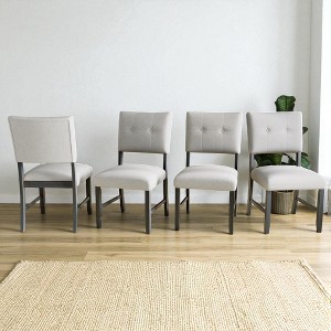 Mshliw Set of 4 Upholstered Dining Chairs with Tufted Back, Fabric Padded Seat, Solid Rubberwood Legs, Kitchen & Dining Room Side Chairs - 1 of 4