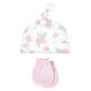Hudson Baby Infant Girl Cotton Cap and Scratch Mitten Set, Rose, 0-6 Months - 3 of 4