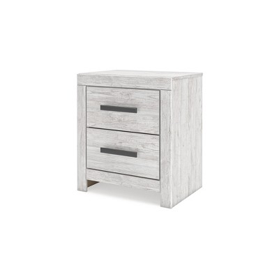 Whitewash Transitional 2-Drawer Nightstand
