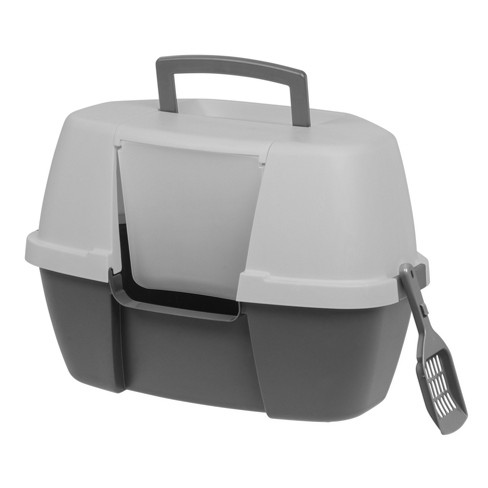 Jumbo hooded shop cat litter tray