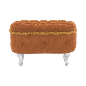 Gulches Orange Faux Fur Storage Bench - Modern Pleated Design with Safety Hinge, Large Storage & Metal Feet, Versatile as Footstool - 1 of 4