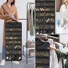 Double-Sided Rotating Jewelry Organizer with Zippered Pockets, Wall Mount Canvas Hanger for Necklaces & Earrings, Dark Grey - 2 of 4