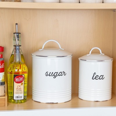 White Ceramic Retro Sugar Canister with Airtight Seal