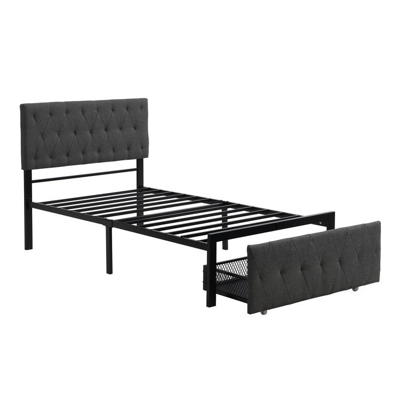 Metal Platform Storage Bed with 1 Large Drawer - ModernLuxe, 4 of 13