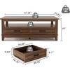 Farmhouse Coffee Table with Drawers, 47.2" Center Table Rustic Coffee Tables with Open Shelf, 6 Support Legs for Home Office Brown - 2 of 4