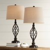 Franklin Iron Works Annie Modern Industrial Table Lamps 28" Tall Set of 2 Bronze Iron Cream Tapered Drum Shade for Bedroom Living Room Nightstand - 2 of 4