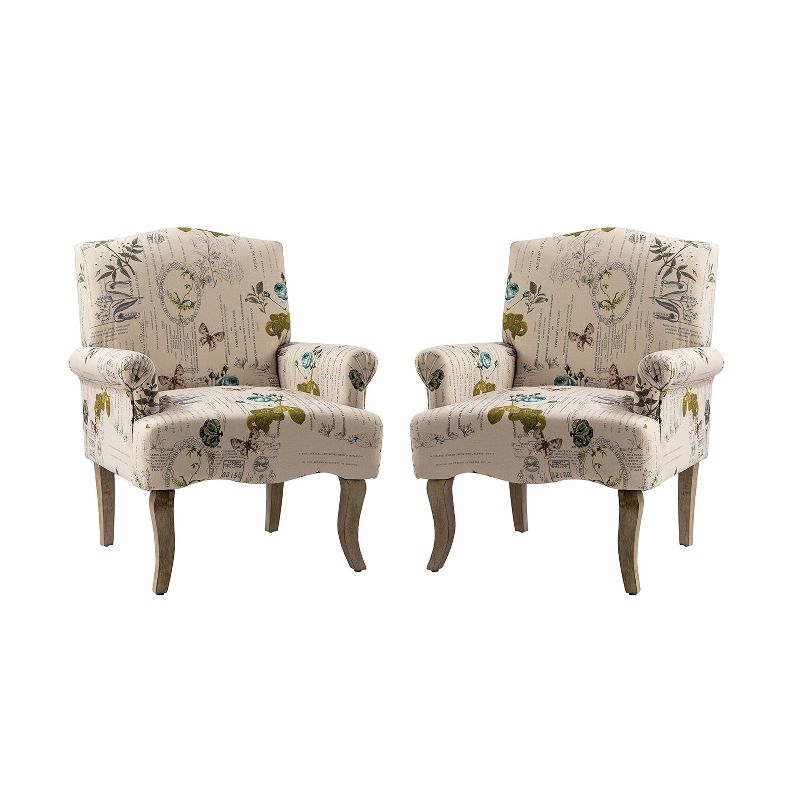 Set of 2 Auguste Wooden Upholstered Armchair with Pattern Design  | ARTFUL LIVING DESIGN, 2 of 11